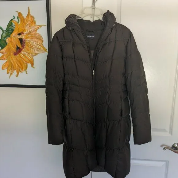 Lands End women's brown down coat - Picture 5 of 11